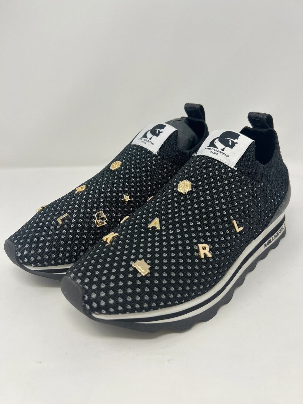 KARL LAGERFELD PARIS Women's 6.5 Marje Black Slip-On Sneakers